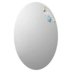 Parrot Shine II Wall Mirror with A Glossy Porcelain Parakeet