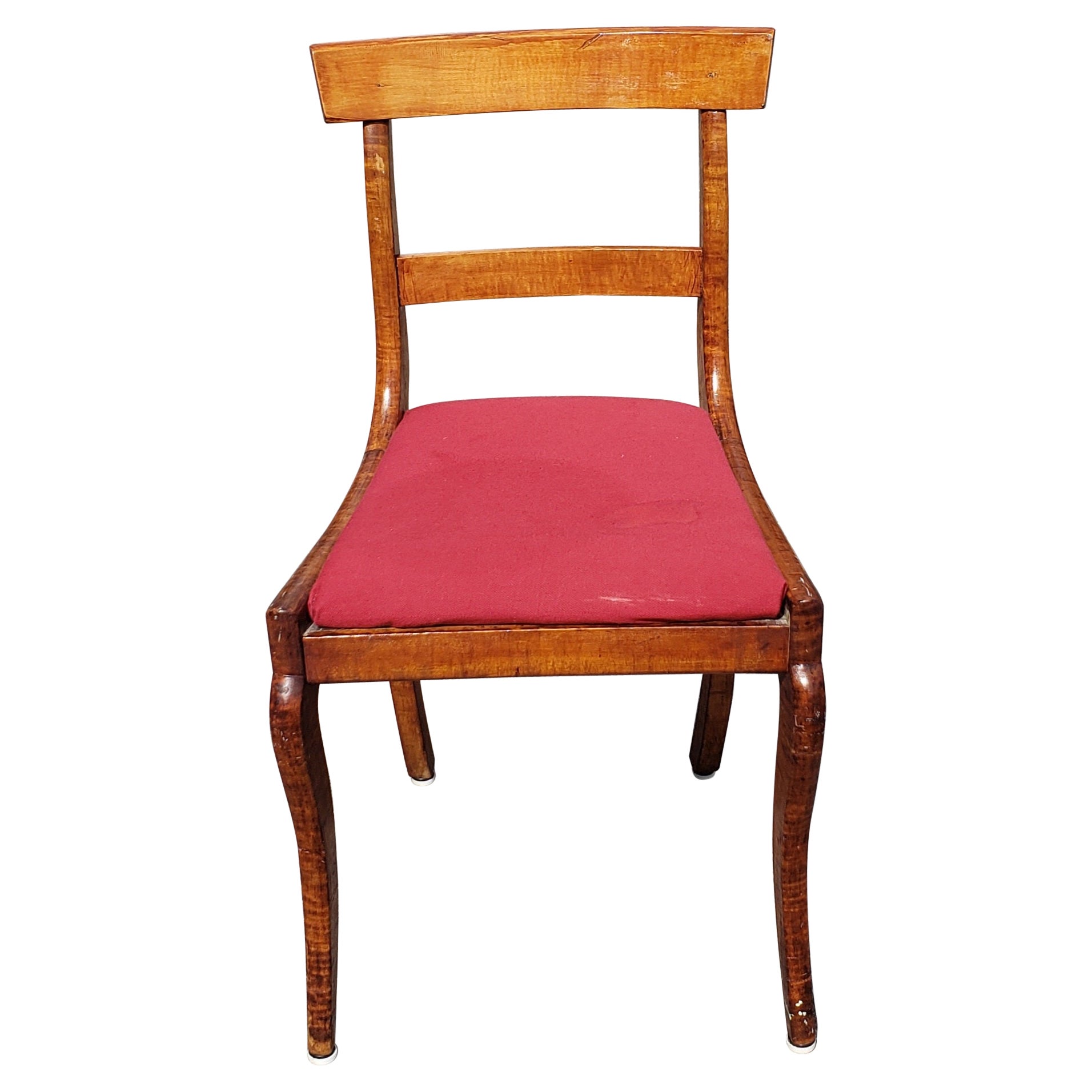 Antique Duncan Phyfe Tiger Maple Chair, Circa 1880s For Sale
