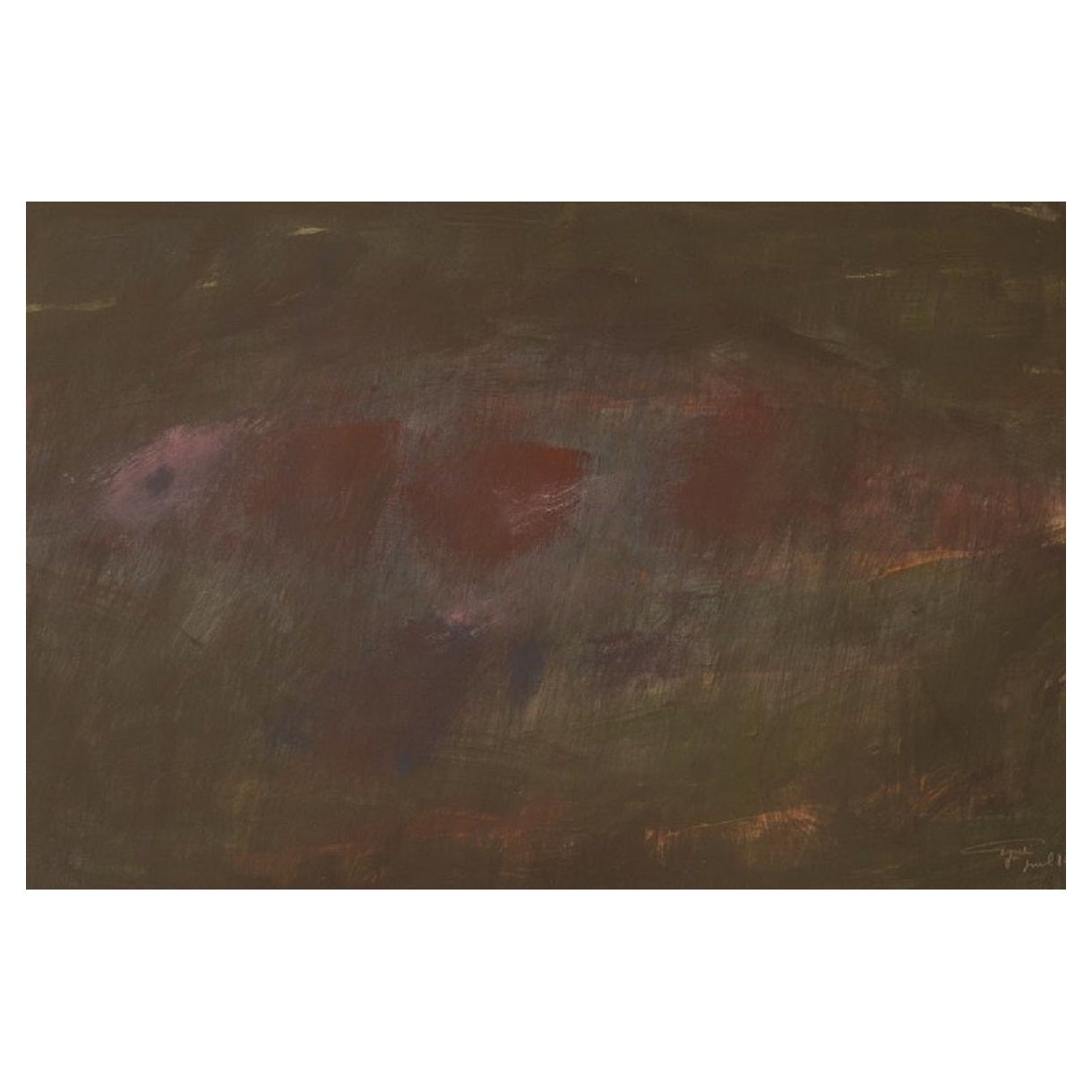 Grard Cyne, artiste français, Pastel sur papier, composition abstraite