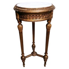 Antique Louis XVI Style French Guèridon Gilded Wood and Carrara Marble