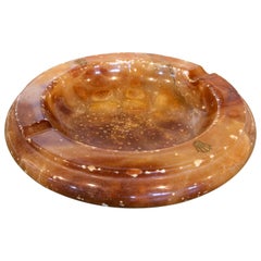 Used 1980s Orange Onyx Ashtray by Rolex, with Rolex Crown in Brass