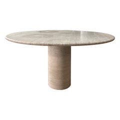 Round Travertine Dining or Center Table