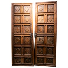 17th Century Spanish Double-Leaf Wooden Door Decorated with Lozenges