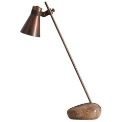Luigi Caccia Dominioni ‘Sasso’ Table Lamp, River Rock, Brass, Metal, Italy 1948