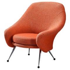 Marco Zanuso for Arflex Easy Chair in Coral Red Upholstery