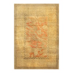 Small Size Neutral Floral Design Antique Turkish Sivas Area Rug 3'9" x 5'8" (Alfombra turca antigua)