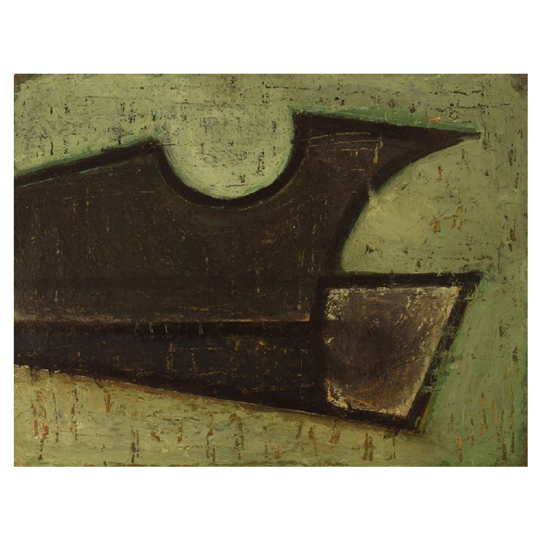 Charles Herman Hoffman, huile sur panneau, composition abstraite