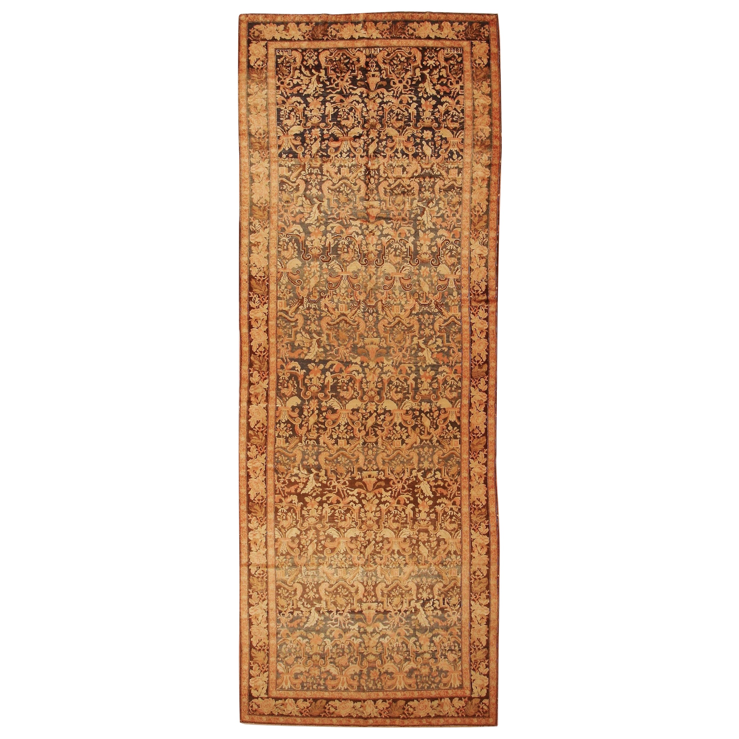 Antique Caucasian Karabagh Wide Hallway Gallery Rug. Size: 6'7" x 18'7"