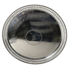 Large Antique English Silver Plated Circular Tray by Elkington, 1875