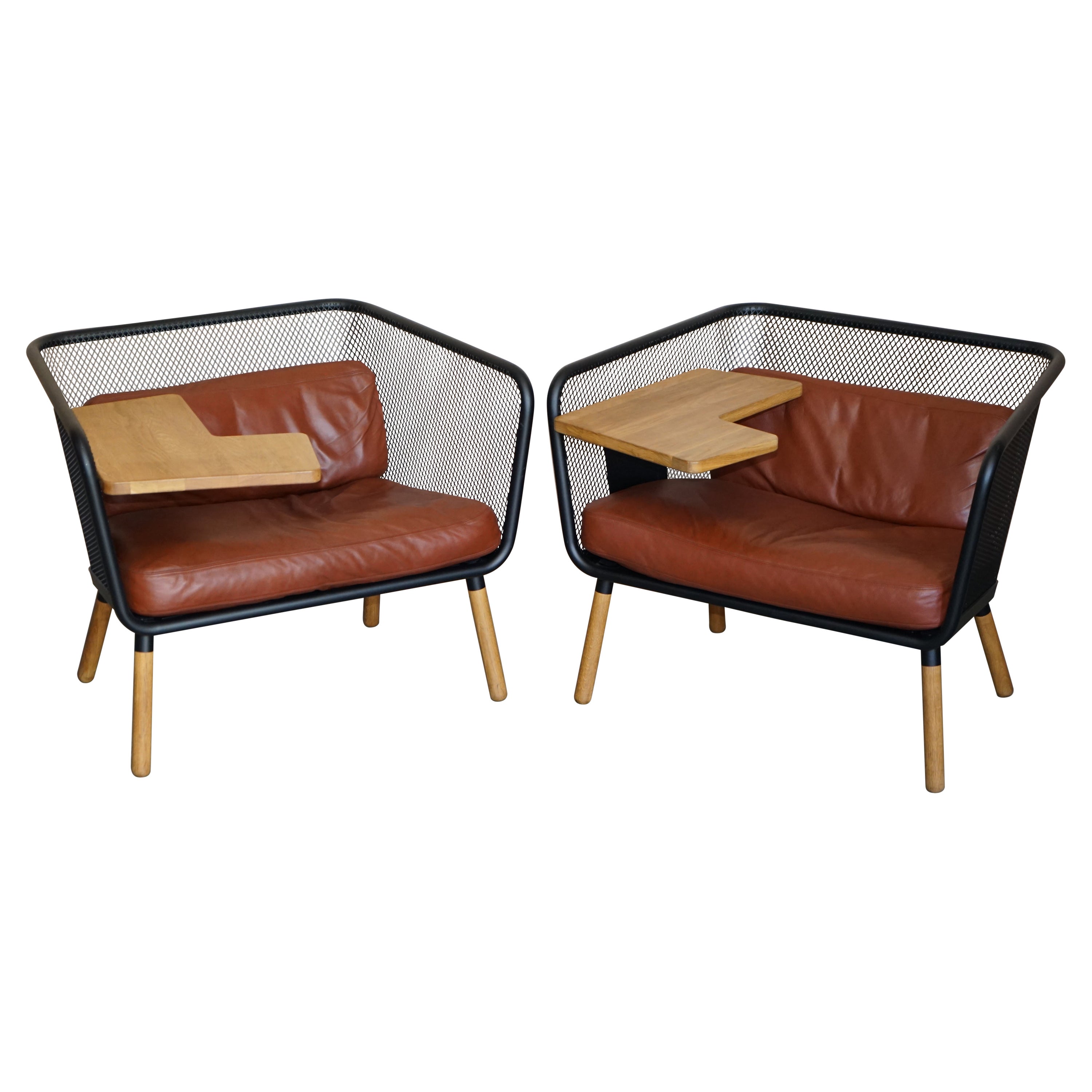Pair of Large Designer Thomas Bernstrand Honken Bla Station Armchairs For Sale
