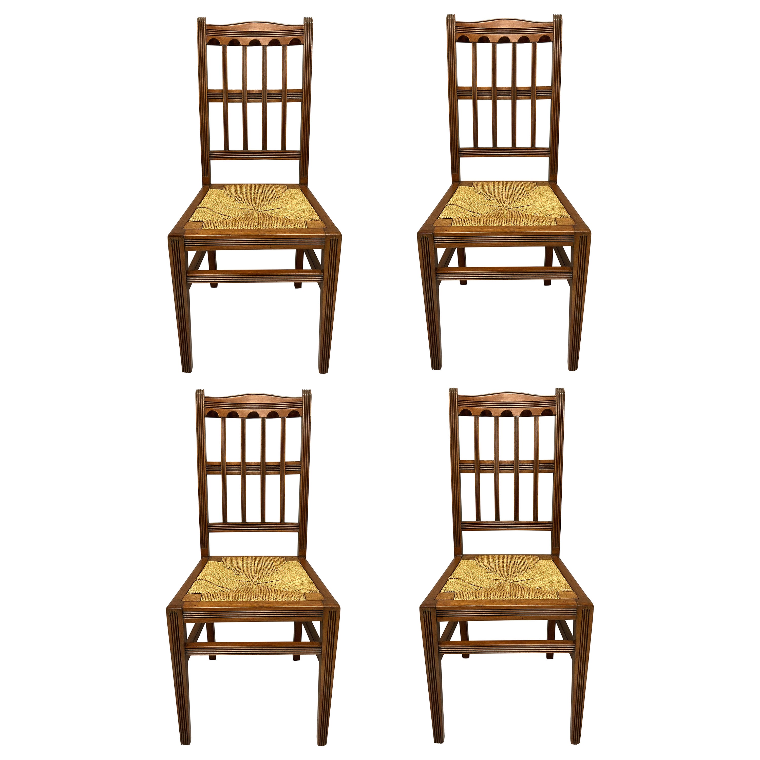 Set of Four English Aesthetic Movement Dining Chairs For Sale