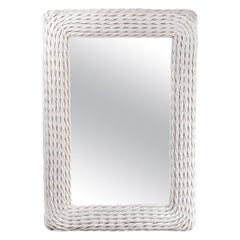 Paire of Large White Painted Rattan Mirrors