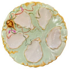 Antique French "C.F.H. Limoges, " Porcelain Sea Life Oyster Plate, circa 1880