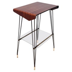 Mueble de TV Vintage con tapa de haya ebonizada y estructura de hierro, Italia