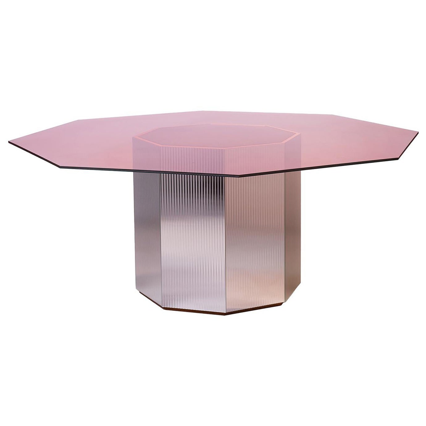 Sandra e Raimondo 140 Glass and Wood Pink Dining Table