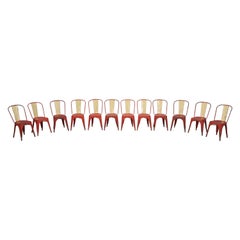 Ensemble de 10 chaises d'appoint et 2 fauteuils Tolix en argent véritable 