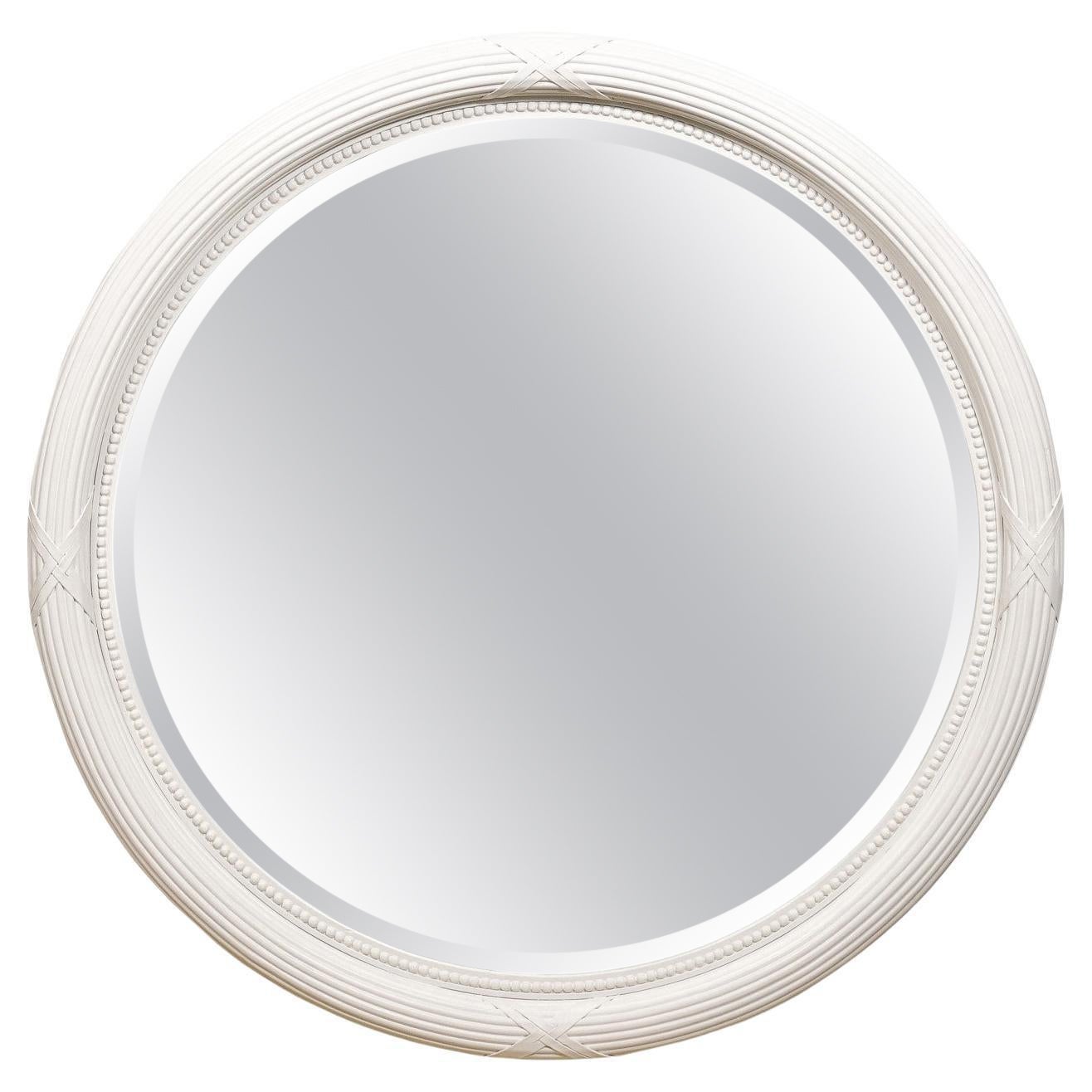Lacy Coral White Metal Round Mirror For Sale at 1stDibs