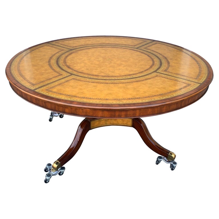 Maitland Smith Leather Top Table For, Leather Top Round Dining Table