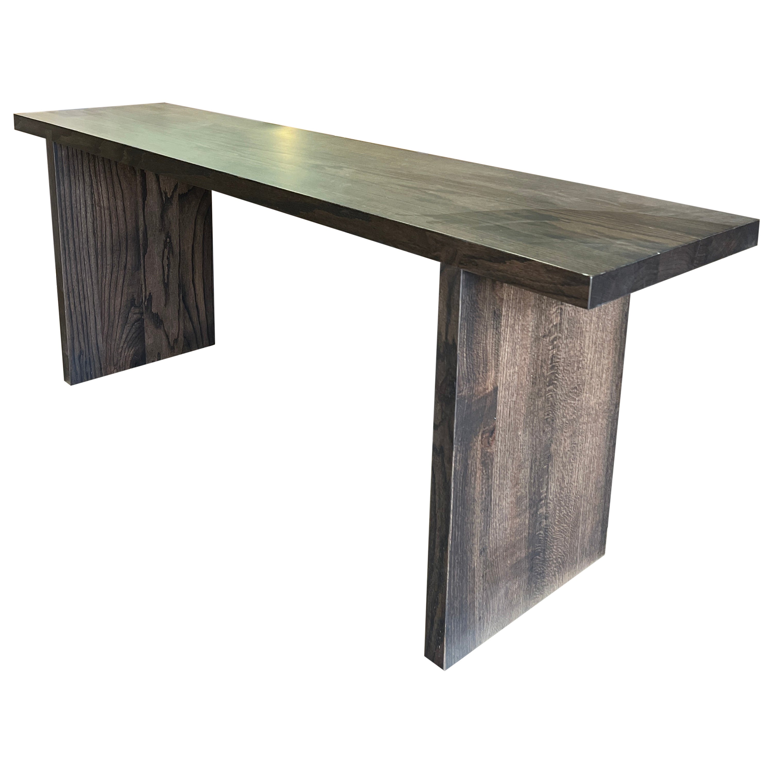 Asian Modern Style Sofa Table or Serving Side Board, Dark Wood, Shipping Dent For Sale