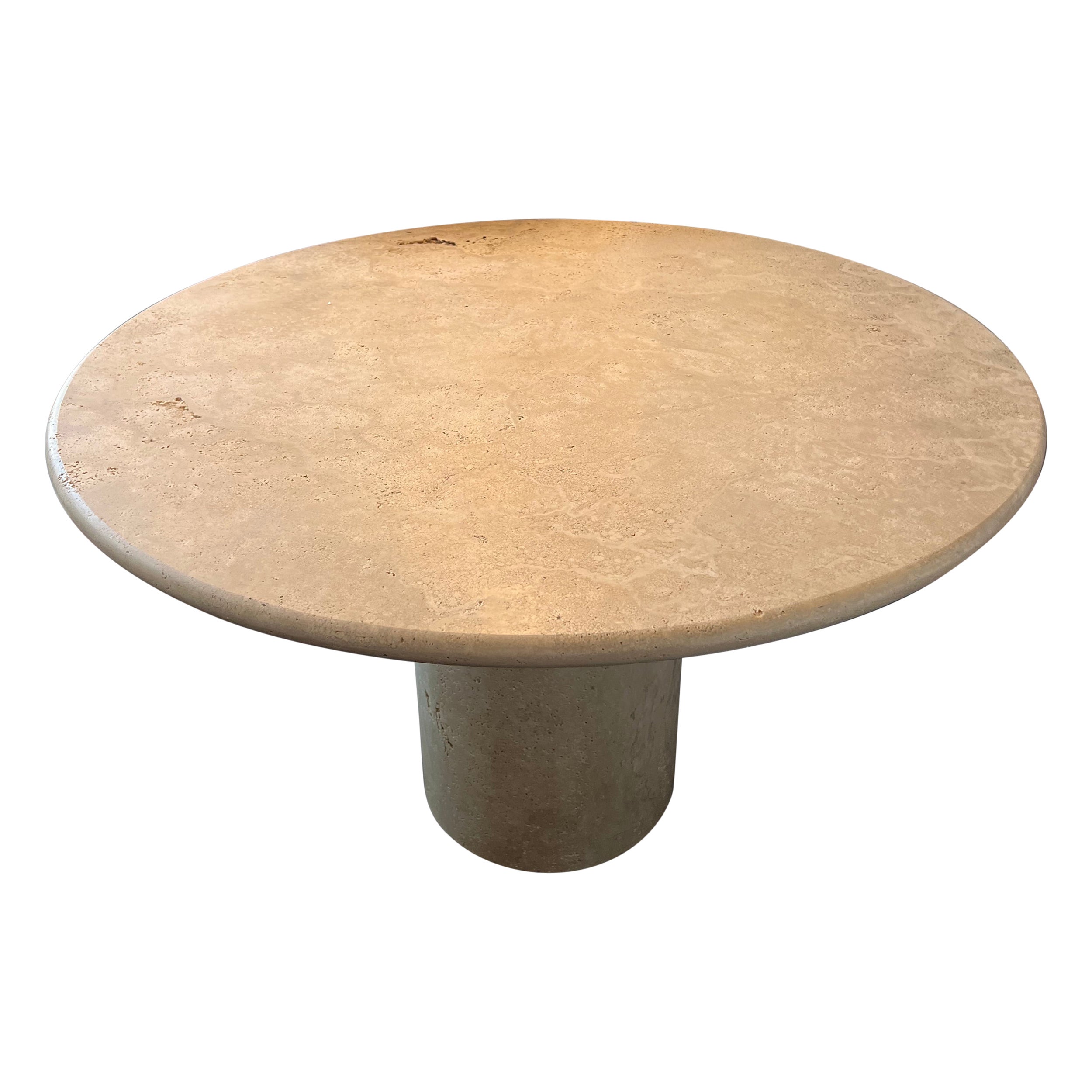 White Roman Travertine Bistro Table by Le Lampade For Sale