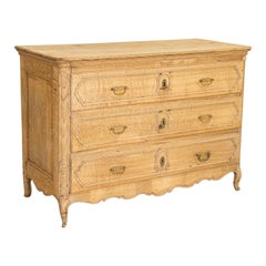 18th Century Antique French Bleached Oak Large Chest of 3-Drawers