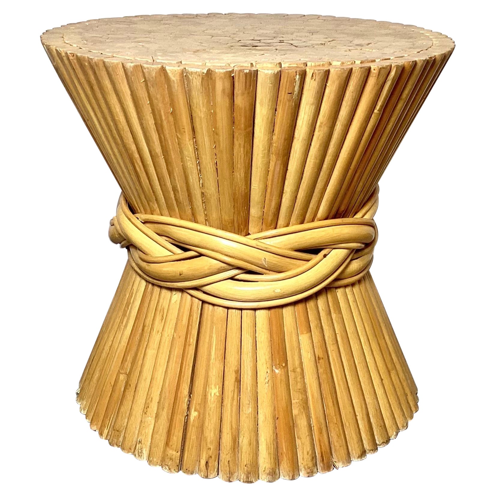 Bamboo Bundled Wheat Sheaf Side Table by McGuire 