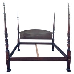 Retro Pennsylvania House Mahogany Four Poster Rice Carved King Bed