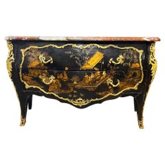 Kommode aus vergoldeter Bronze im Louis-XV-Stil mit lackiertem Lack, Henry Dasson zugeschrieben