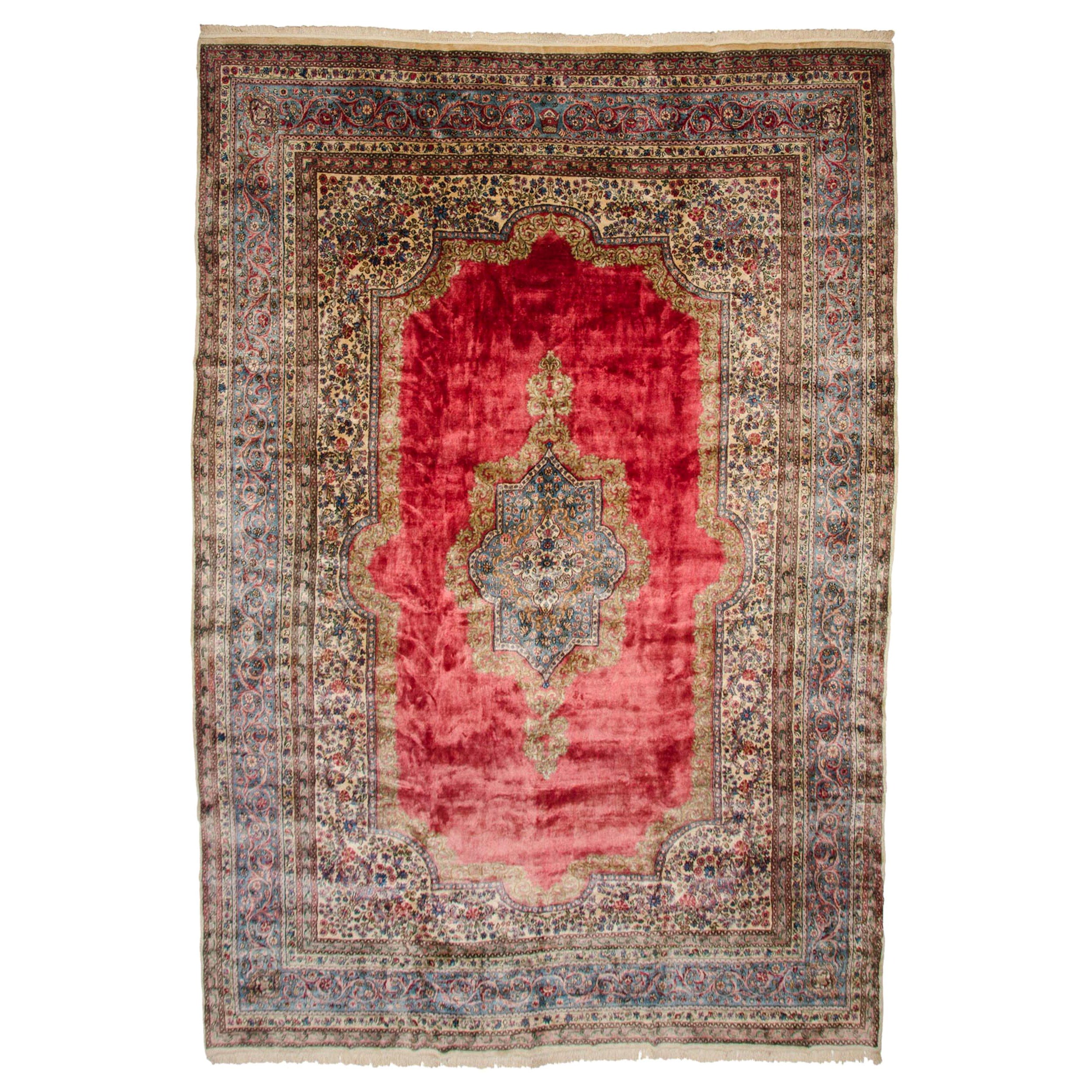 Vintage Fine Cyrus Crown Kerman Carpet For Sale