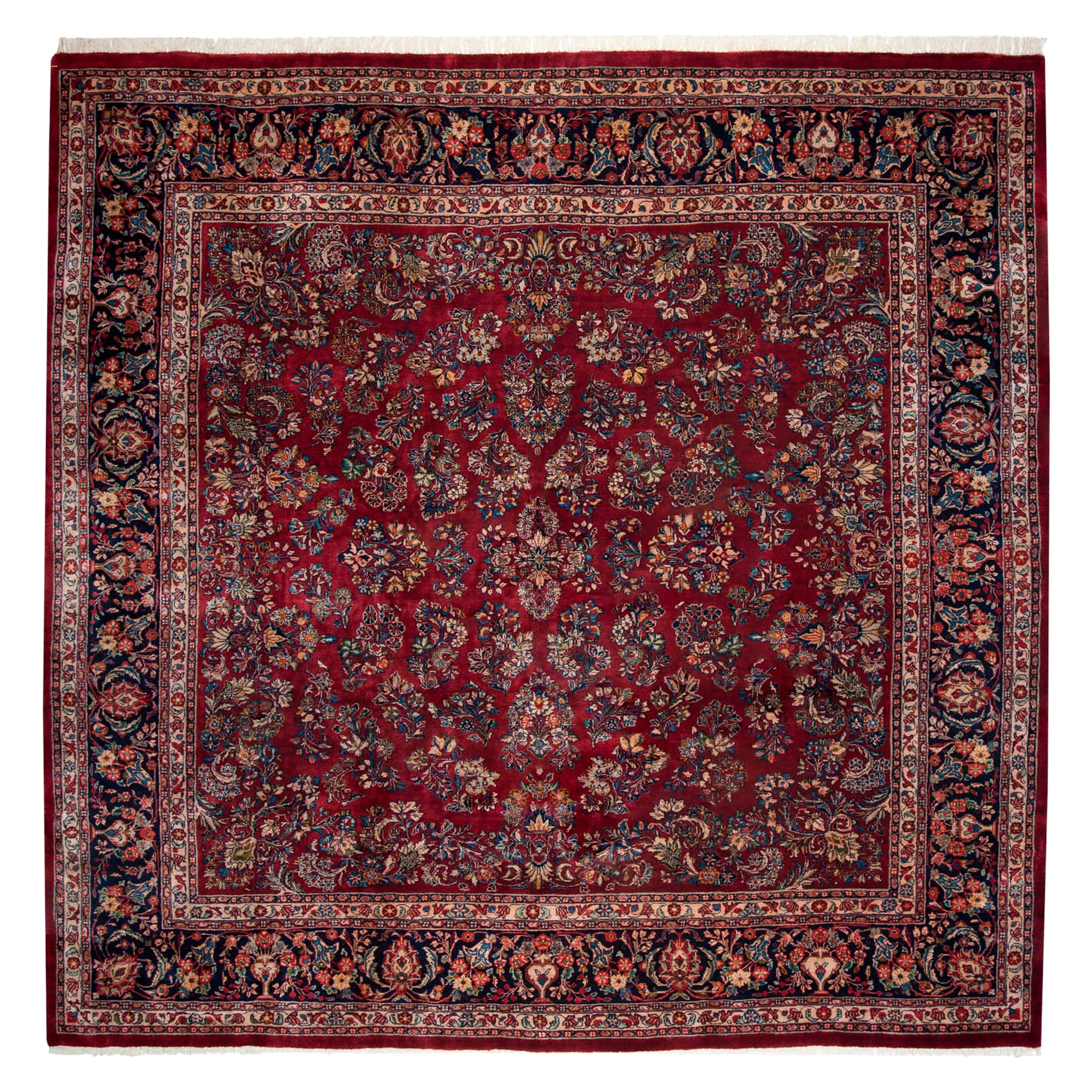 Vintage Fine Sarouk Square Carpet For Sale