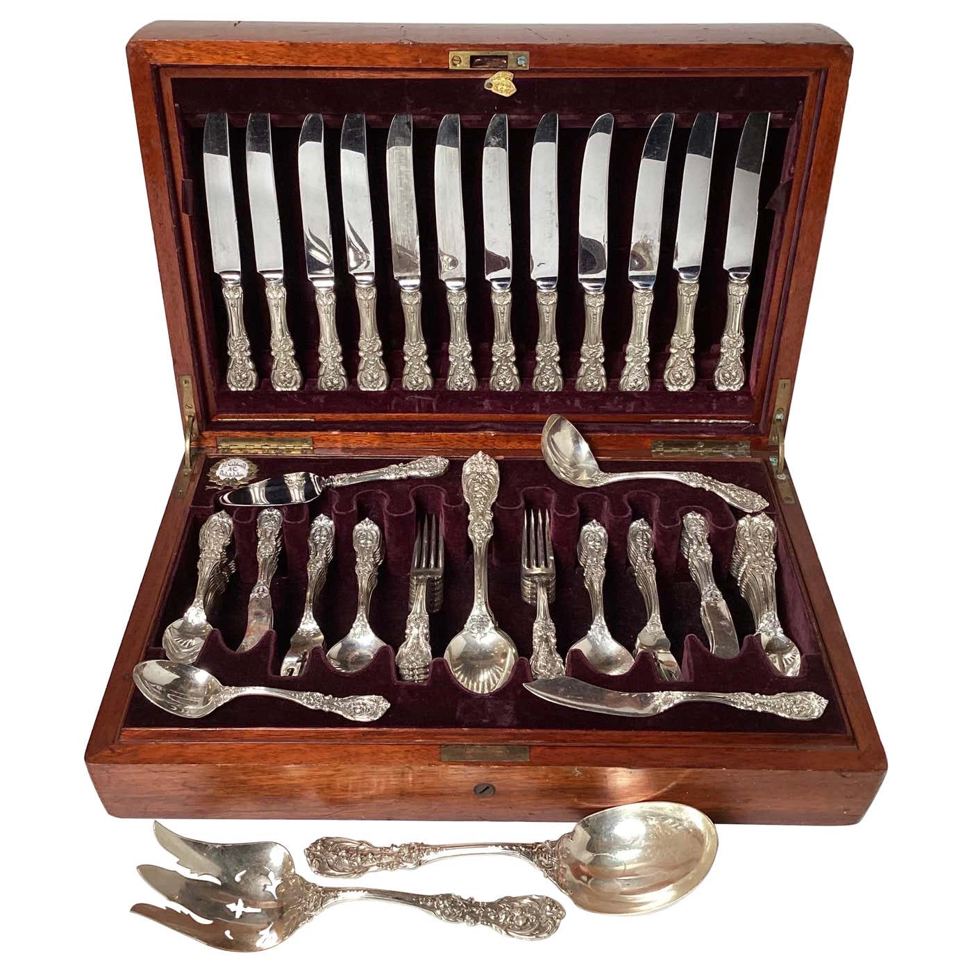 Sterling Silver Flatware Set, Francis 1st Total 95 Pcs For Sale at