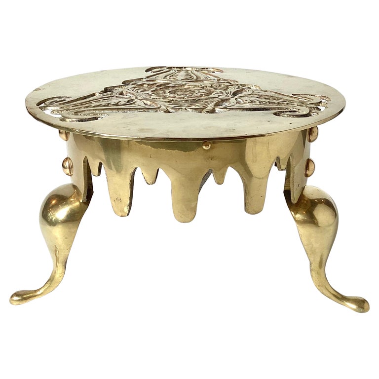 Solid Brass Round Kettle Stand Trivet Fireplace Footman For Sale at 1stDibs kettle stand for