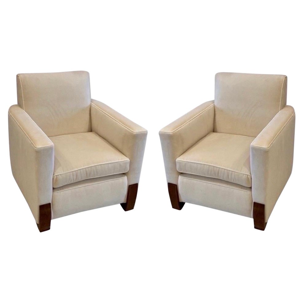 Art Deco Pair of Club Chairs in the style of Jules Leleu