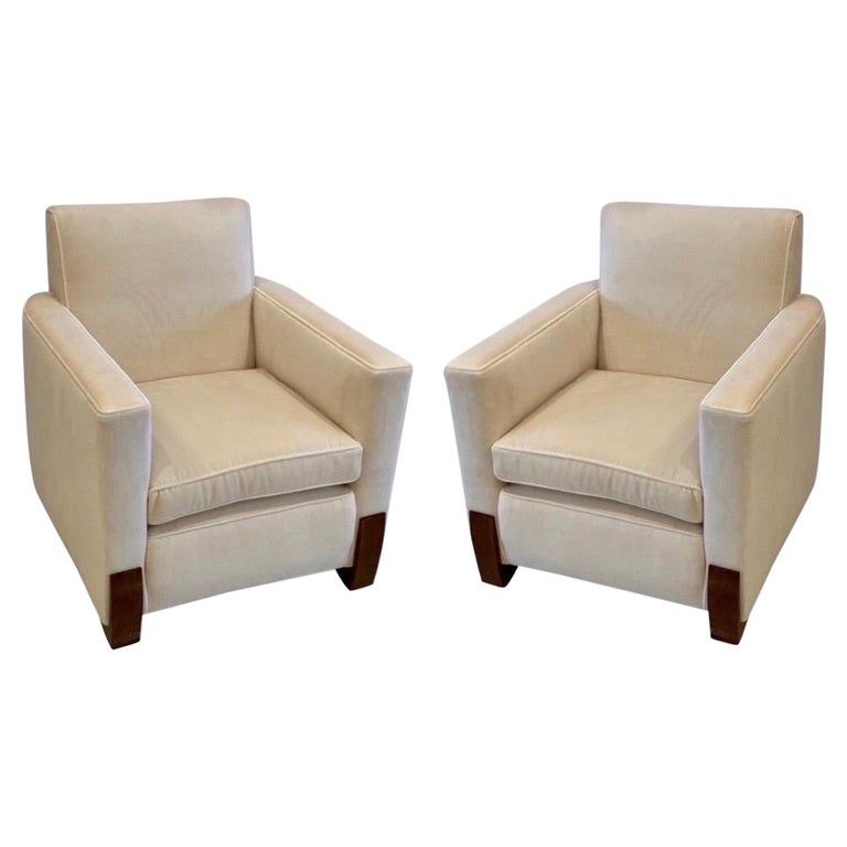 Art Deco Pair of Club Chairs in the style of Jules Leleu For Sale
