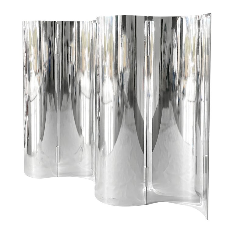 Chic Mirror-Polished or Powder-Coated Aluminum Room Divider or Screen For Sale
