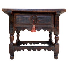 19th Century Spanish Walnut One Drawer Side Table