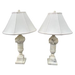 Pair of Vintage Italian Alabaster Urn Shaped Lamps