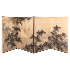 Antique Japanese Four Panel Paper Screen