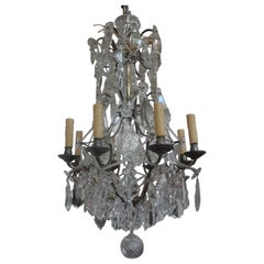 Antique French Crystal and Bronze Chandelier Attributed to Maison Baguès