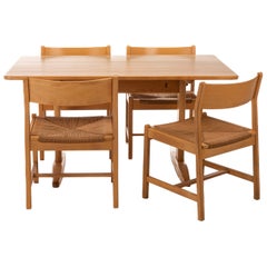 Dining Set in Beech and Papercord by Børge Mogensen for C.M. Madsen, Denmark