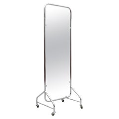 1950's Gispen Chrome Standing Mirror with Wheels