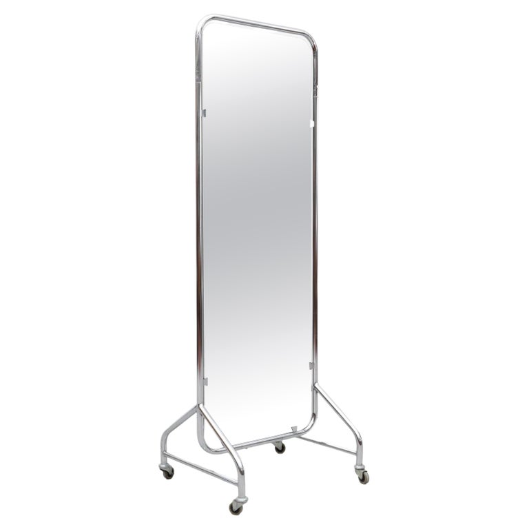 1950's Gispen Chrome Standing Mirror with Wheels at 1stDibs floor