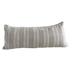 Custom Made Vintage French Ticking Lumbar Pillows with Down Feather Insert