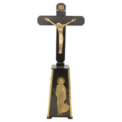 Italian Vintage Crucifix in Bronze and Iron