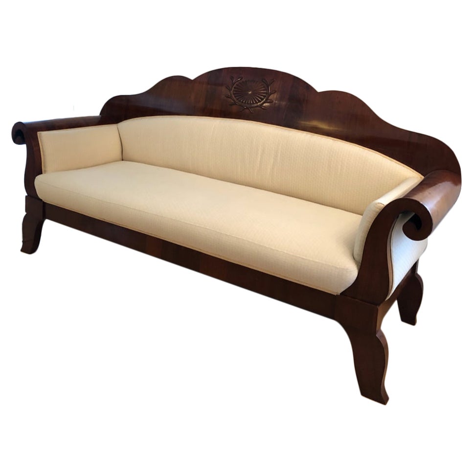 Biedermeier Mahogany Couch, from the First Half of the 19th Century For Sale