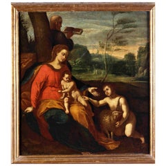 Italian School 17th Century " Holy Family with San Giovannino "