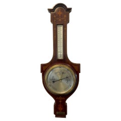 Antique Edwardian Quality Mahogany Inlaid Banjo Barometer