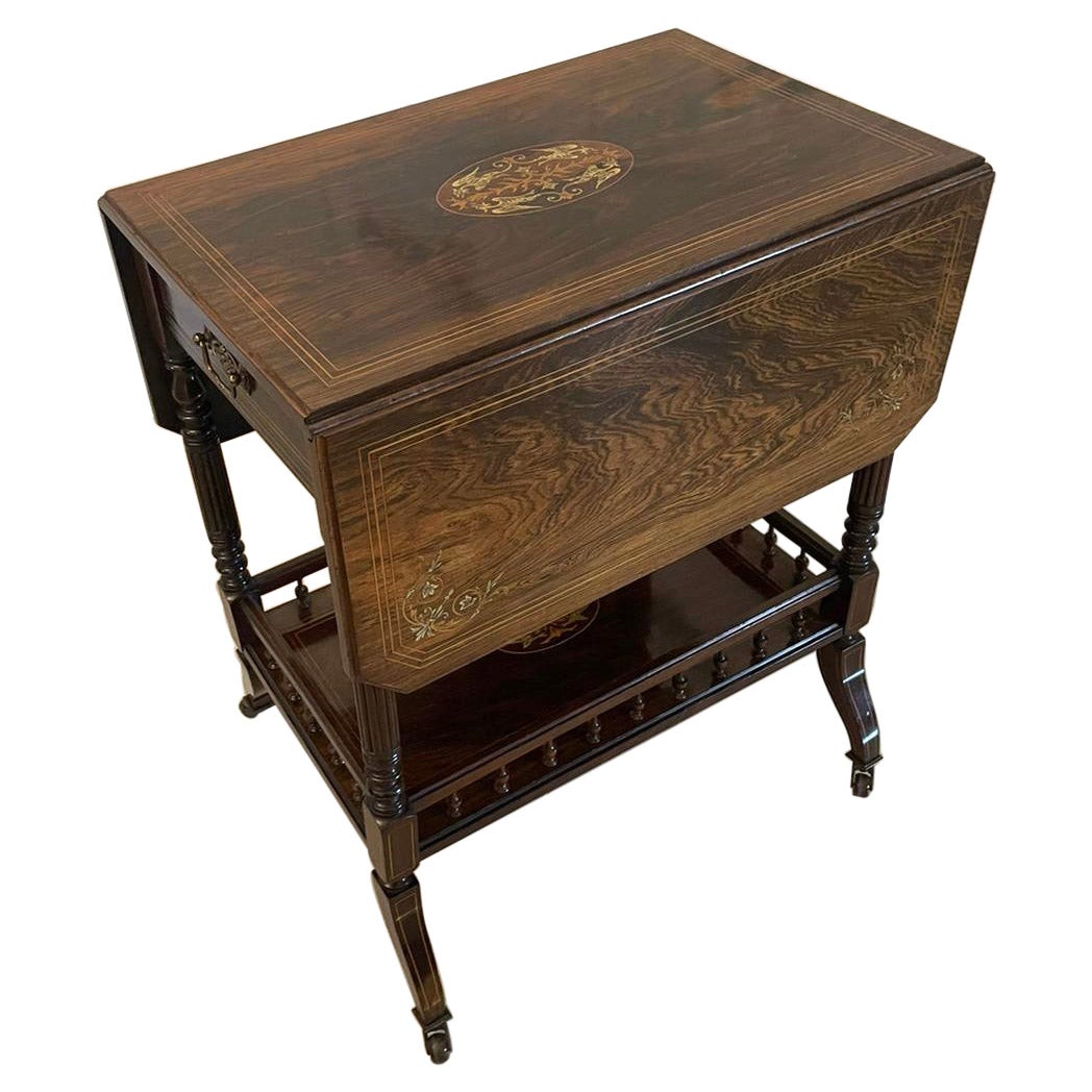 Antiker viktorianischer Palisander-Mitteltisch mit Intarsien in hervorragender Qualität 