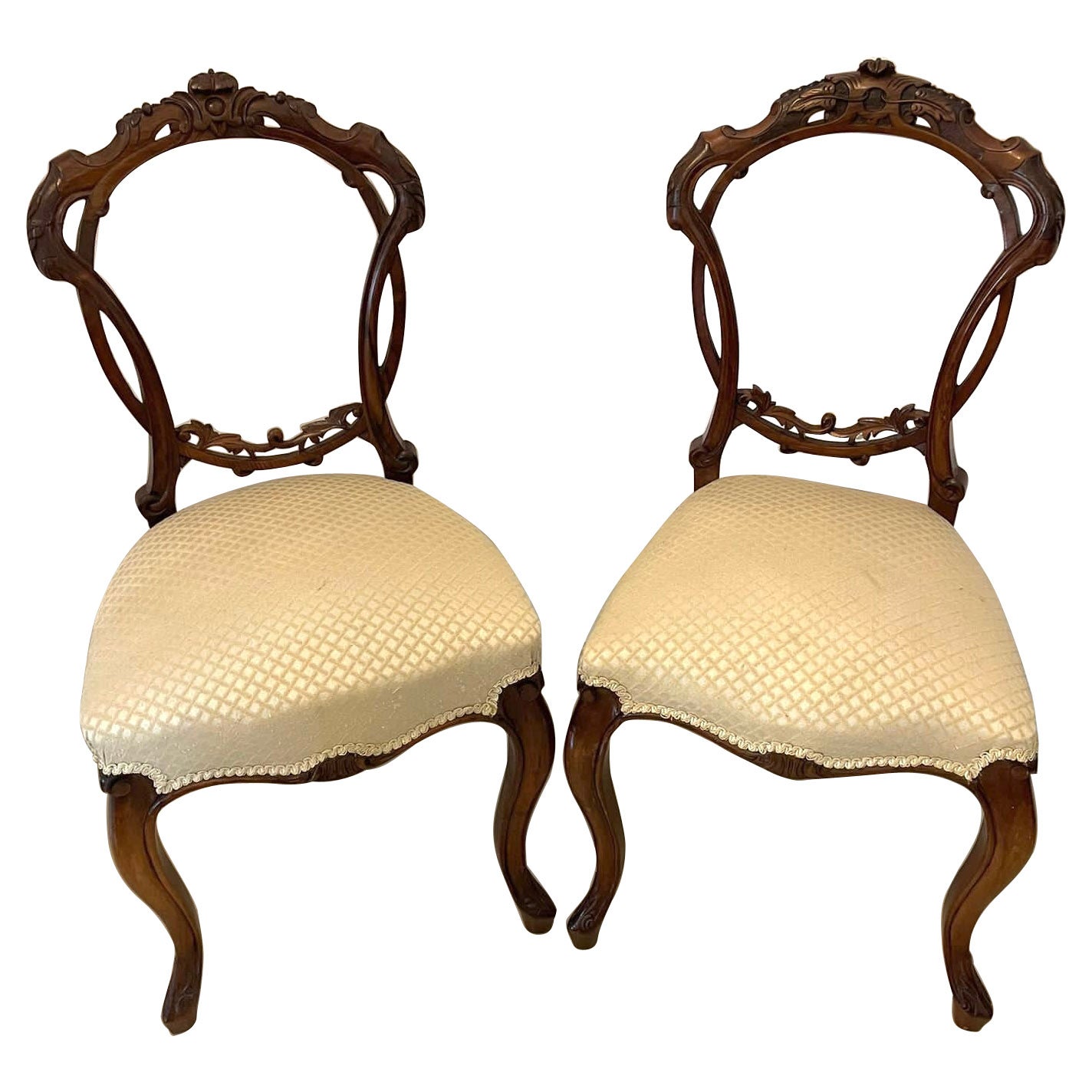 Pair Victorian Walnut Chairs at 1stDibs