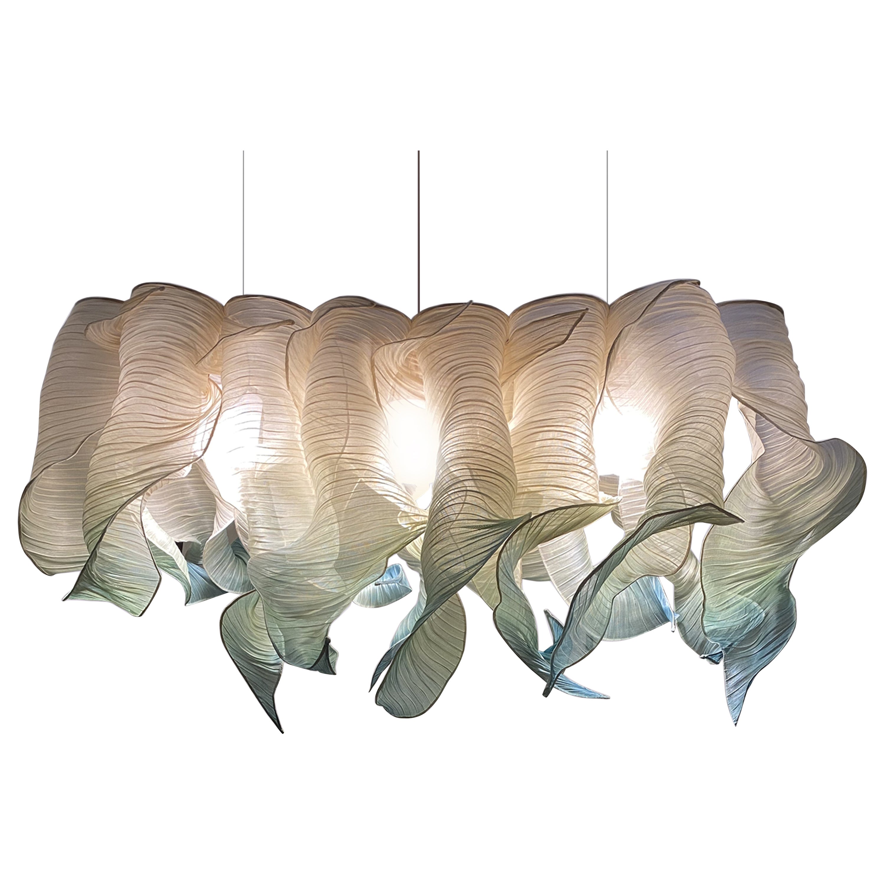 Seafoam Nebula Grande Hand-Painted Pendant Lamp by Mirei Monticelli